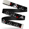 Chrome Buckle Web Belt - SNOW WHITE Apple Poses/Butterflies Black/Gray/Red Webbing