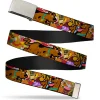 Chrome Buckle Web Belt - Scooby Doo Poses/Snacks Stacked Webbing
