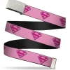 Chrome Buckle Web Belt - Superman Shield Pink Webbing