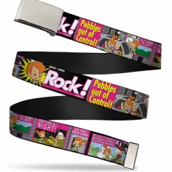 Chrome Buckle Web Belt - The Flintstones Tabloid - ROCK! PEBBLES OUT OF CONTROL Webbing