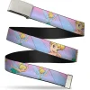 Chrome Buckle Web Belt - Tinker Bell Poses Purple/Pink Fade Webbing