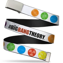 Chrome Buckle Web Belt - THE BIG BANG THEORY DNA/Atom/E/Radiation White Webbing