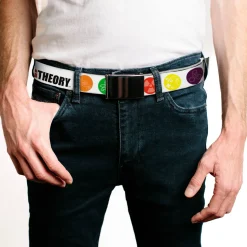 Chrome Buckle Web Belt - THE BIG BANG THEORY DNA/Atom/E/Radiation White Webbing