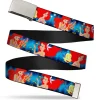 Chrome Buckle Web Belt - The Little Mermaid Under the Sea Scenes Webbing