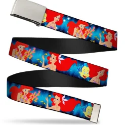 Chrome Buckle Web Belt - The Little Mermaid Under the Sea Scenes Webbing