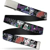 Chrome Buckle Web Belt - The Joker Pose/Cards/HAHAHAHA Black/Gray Webbing