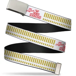 Chrome Buckle Web Belt - THE ORIGINAL CUP NOODLES Caterpillar Striping White/Red/Gold Webbing