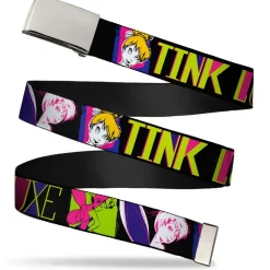 Chrome Buckle Web Belt - TINK LUXE Sketch Black/Multi Neon Webbing