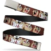 Chrome Buckle Web Belt - Tasmanian Devil Expressions Brown Webbing