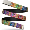 Chrome Buckle Web Belt - Top Ramen Vivid Flavor Blocks Multi Color Webbing