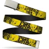 Chrome Buckle Web Belt - Tweety Bird Poses CUTE LITTLE YELLOW BIRD Yellow/Black Webbing