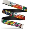 Chrome Buckle Web Belt - THE NEW TEEN TITANS Issue #1 Superhero Cover Poses White Webbing
