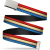 Chrome Buckle Web Belt - Wonder Woman Stripe/Stars Red/Gold/Blue/White Webbing