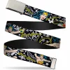 Chrome Buckle Web Belt - Wonder Woman/Stars Black/White Webbing