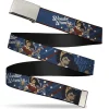 Chrome Buckle Web Belt - WONDER WOMAN/Bombshell Pose Blue/Red/White Webbing