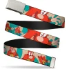 Chrome Buckle Web Belt - Yosemite Sam Poses Turquoise Webbing