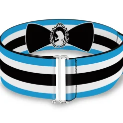 Cinch Waist Belt - Alice in Wonderland Stripe Bow Silhouette Blue Black White