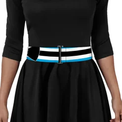 Cinch Waist Belt - Alice in Wonderland Stripe Bow Silhouette Blue Black White