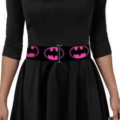 Cinch Waist Belt - Batman Shield-2 Black Fuchsia