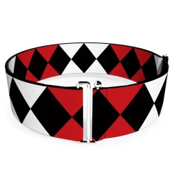 Cinch Waist Belt - Birds of Prey Harley Quinn Diamonds Split White Black Red Black