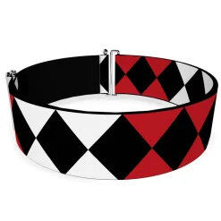 Cinch Waist Belt - Birds of Prey Harley Quinn Diamonds Split White Black Red Black