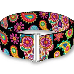 Cinch Waist Belt - Bobo Sugar Skull Paisley Black Multi Color