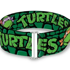 Cinch Waist Belt - Classic TMNT Group Faces TURTLES Turtle Shell Black Green