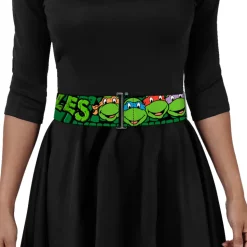 Cinch Waist Belt - Classic TMNT Group Faces TURTLES Turtle Shell Black Green