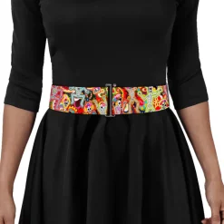 Cinch Waist Belt - Dancing Catrinas Collage Multi Color