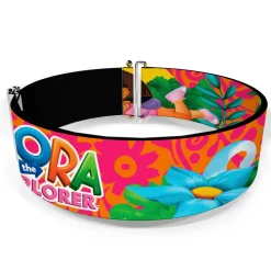 Cinch Waist Belt - DORA THE EXPLORER Dora Poses Floral Collage Orange Pink