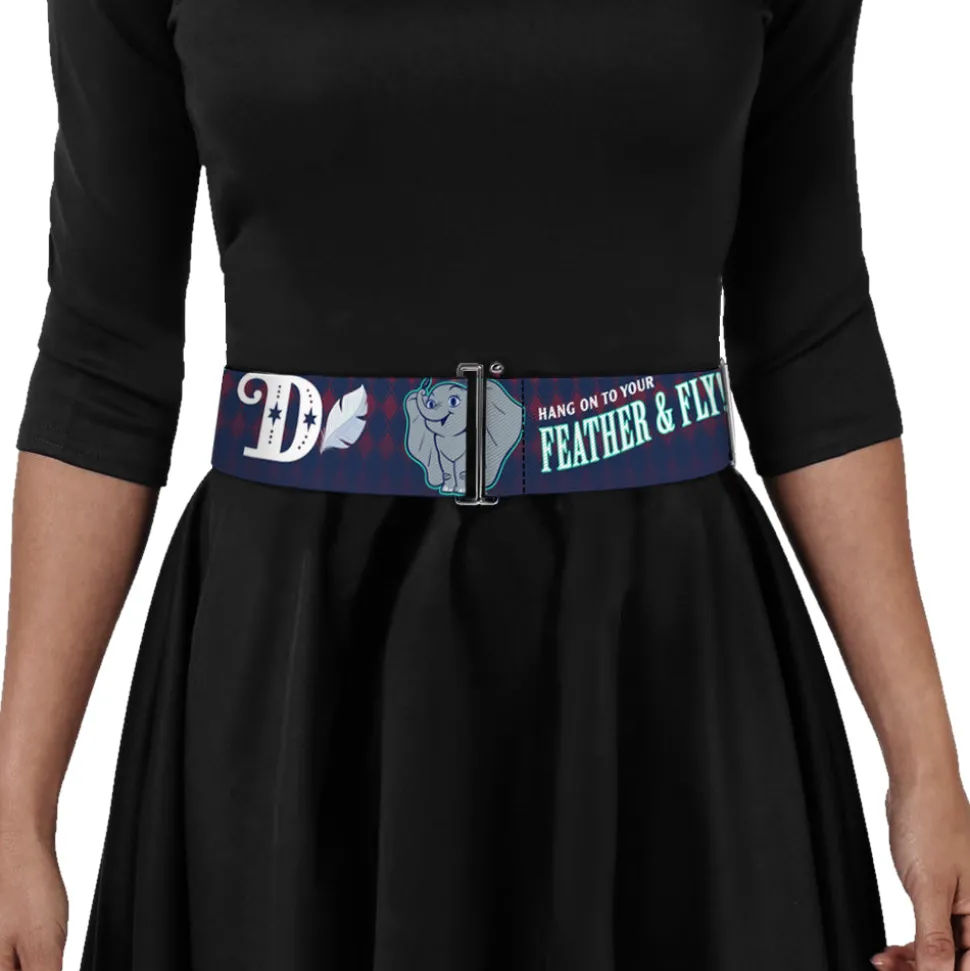 Cinch Waist Belt - Dumbo 2-Poses D Icon HANG ON TO YOUR FEATHER & FLY! Diamond Checker Navy Red White