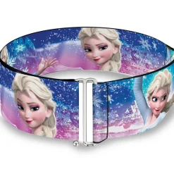 Cinch Waist Belt - Elsa the Snow Queen Poses Castle & Snowy Mountains Blue-Pink Fade