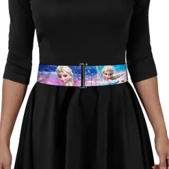 Cinch Waist Belt - Elsa the Snow Queen Poses Castle & Snowy Mountains Blue-Pink Fade