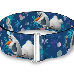 Cinch Waist Belt - Frozen Olaf Poses Snowflakes Blues