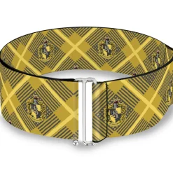 Cinch Waist Belt - Harry Potter Hufflepuff Crest Plaid Yellows Gray