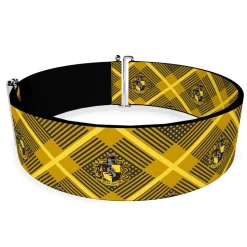 Cinch Waist Belt - Harry Potter Hufflepuff Crest Plaid Yellows Gray