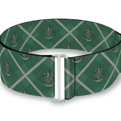 Cinch Waist Belt - Harry Potter Slytherin Crest Plaid Greens Gray