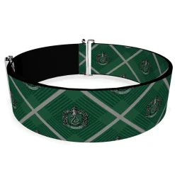 Cinch Waist Belt - Harry Potter Slytherin Crest Plaid Greens Gray