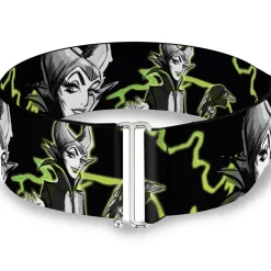 Cinch Waist Belt - Maleficent Smiling Diablo Sketch Lightning Black Grays Greens