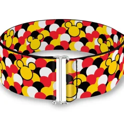 Cinch Waist Belt - Mickey Mouse Head Silhouette Scattered Dots Red White Black Yellow