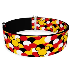 Cinch Waist Belt - Mickey Mouse Head Silhouette Scattered Dots Red White Black Yellow