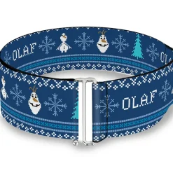 Cinch Waist Belt - Olaf Snowflakes Stitch Blues White