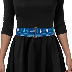 Cinch Waist Belt - Olaf Snowflakes Stitch Blues White