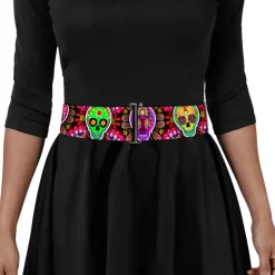Cinch Waist Belt - Six Sugar Skulls Multi Color