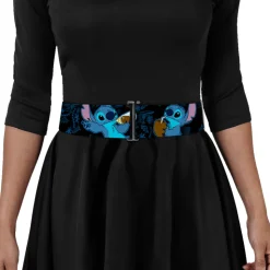 Cinch Waist Belt - Stitch Snacking Poses Black Blue