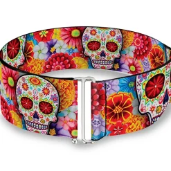 Cinch Waist Belt - Sugar Skull Starburst White Multi Color