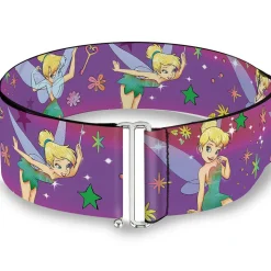 Cinch Waist Belt - Tinker Bell Poses Flowers Stars Skull Purple