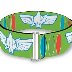 Cinch Waist Belt - Toy Story Buzz Lightyear Bounding Space Ranger Logo Buttons Green White Blue Red