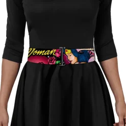 Cinch Waist Belt - WONDER WOMAN Roses STRENGTH AND BEAUTY Black-Pink Fade