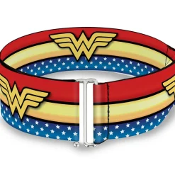 Cinch Waist Belt - Wonder Woman Logo Stripe Stars Red Gold Blue White